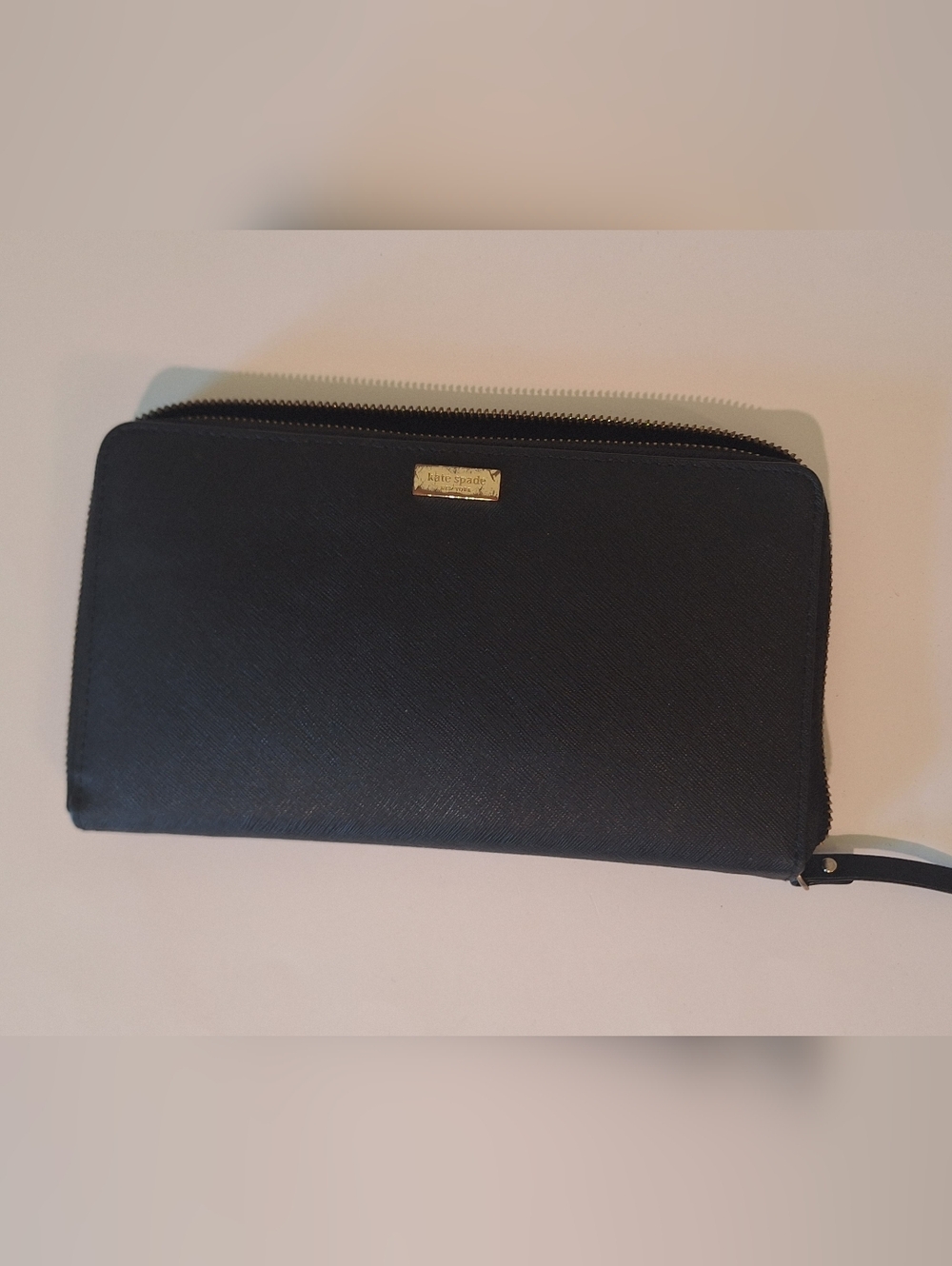 Kate Spade Talla Laurel Way Black Saffiano Leather Wallet Organizer Zip Around